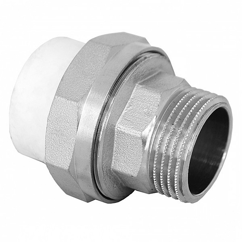 Муфта комбинированная ПП 32-1 1/4'' PN 25 разъёмная с наружной резьбой белая РТП 10645