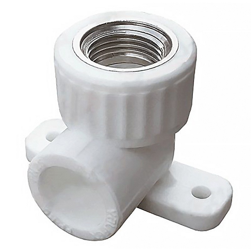 Угольник установочный ПП 25-1/2'' PN 25 с внутренней резьбой белый VALFEX -1