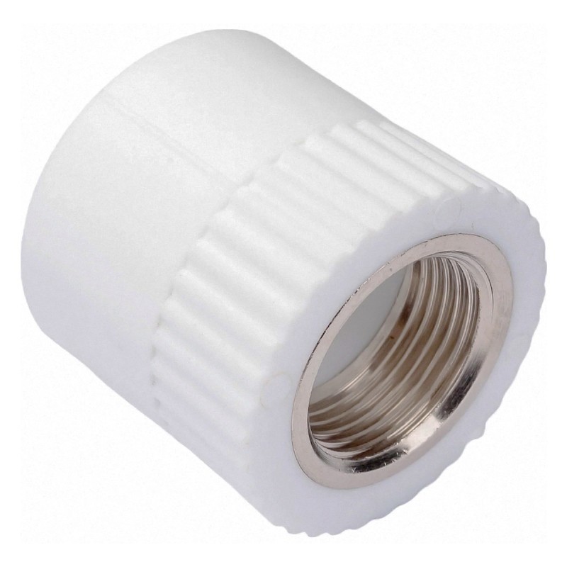 Муфта комбинированная ПП 25-1/2'' PN 25 с внутренней резьбой белая РТП 10654-1