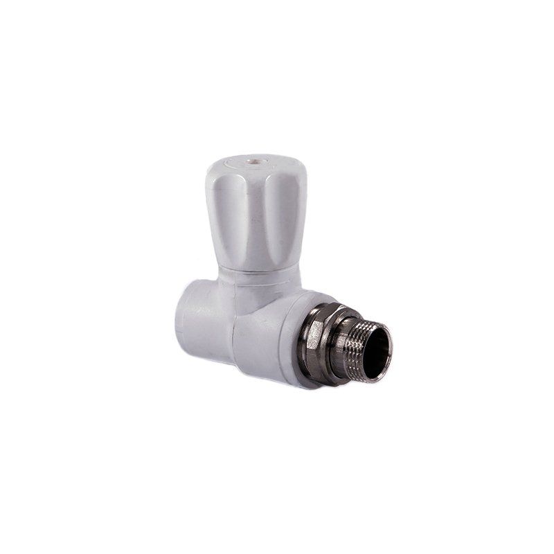 Вентиль для радиатора ПП 20-1/2'' PN 25 прямой с американкой белый РТП 10531-1