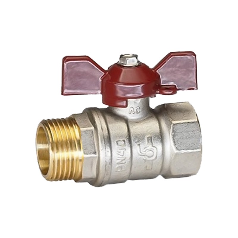 Кран латунный шаровой Temper 88.В-Н.1.Б DN 25 PN 40 бабочка муфта-штуцер-1