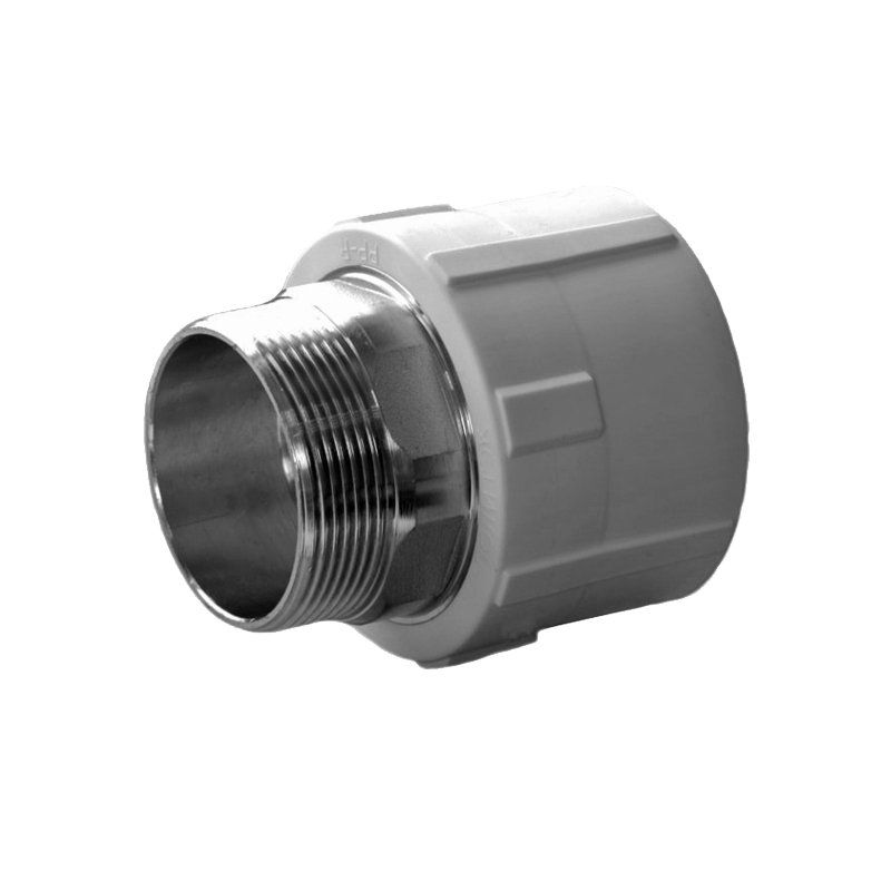 Муфта комбинированная ПП 50-1 1/2'' PN 25 под ключ с наружной резьбой белая-1