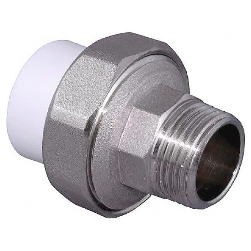 Муфта комбинированная ПП 25-3/4'' PN 25 разъёмная с наружной резьбой белая VALFEX -1