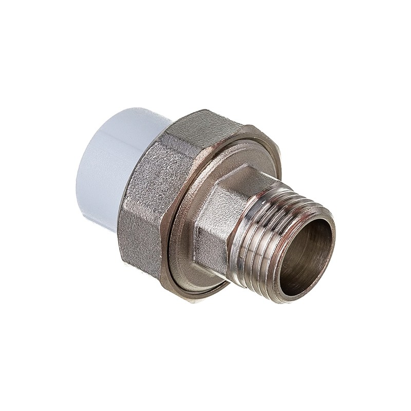 Муфта комбинированная ПП 20-3/4'' PN 25 разъёмная с наружной резьбой белая PlasticPro-1