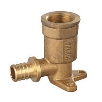 Угольники установочные латунные для PEX труб DN 16-25 PN 16 под надвижную гильзу с внутренней резьбой PLP купить в Новосибирске | "Проконсим"