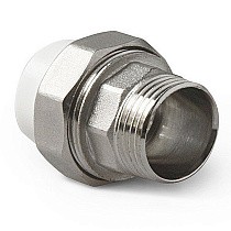 Муфты ПП DN 20-75 PN 25 комбинированные разъёмные с наружной резьбой белые Pro Aqua купить в Новосибирске | "Проконсим"