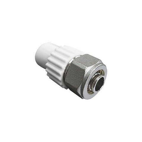 Комбинированный ниппель для соединения PPR-PE труб 20х16 PN 25 белая VALFEX купить в Новосибирске | "Проконсим"