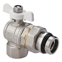 Краны латунные шаровые угловой с уплотнением MVI BV.523 DN 15-20 PN 40 американка бабочка купить в Новосибирске | "Проконсим"