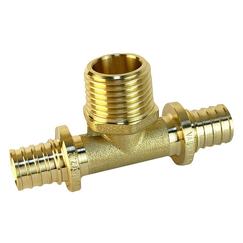 Тройник латунный для PEX труб 16-1/2''-16 PN 16 S-2,2мм под надвижную гильзу Valfex VF.433.AF купить в Новосибирске | "Проконсим"