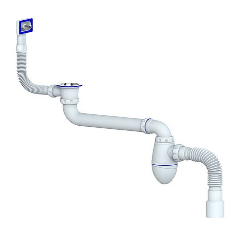 Сифон для умывальника Unicorn АС22, 40х50 гибкий отвод, 1 1/2'' х40 чаша из нержавеющей стали, прямоугольный перелив, со смещением купить в Новосибирске | "Проконсим"