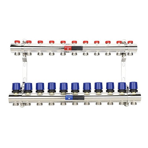 Коллекторная группа из латуни DN 25-11 вых. G-3/4'' евроконус, без расходомеров, без дренажного крана и воздухоотводчика VARMEGA VM15811 купить в Новосибирске | "Проконсим"