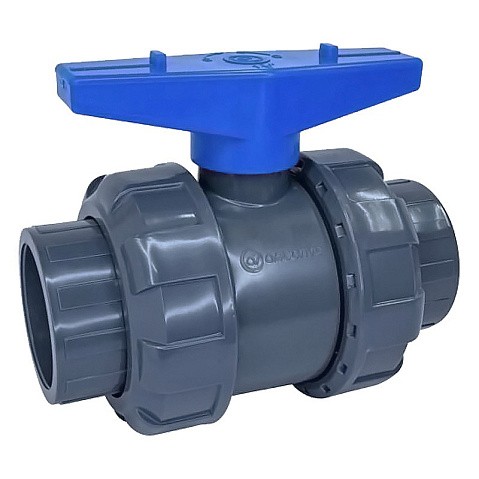 Кран шаровый клеевой НПВХ DN 50 PN 16 уплотнение EPDM/TPV черный Aquaviva AQVBVD50 купить в Новосибирске | "Проконсим"