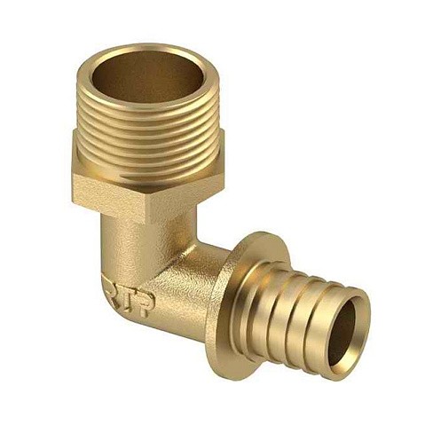 Угольник латунный для PEX труб  16-1/2''  PN 16  под надвижную гильзу с наружной резьбой  РосТурПласт купить в Новосибирске | "Проконсим"