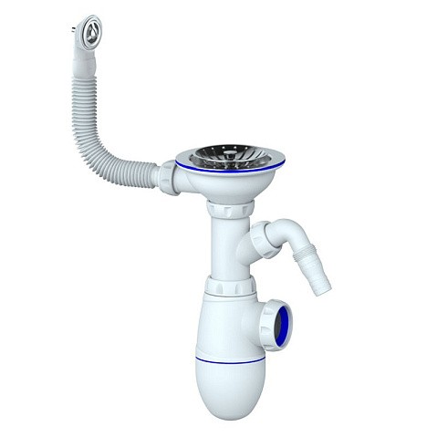 Сифон для мойки Unicorn В431V, без отвода, 3 1/2'' х40 с отводом для стиральной машины, круглый перелив купить в Новосибирске | "Проконсим"