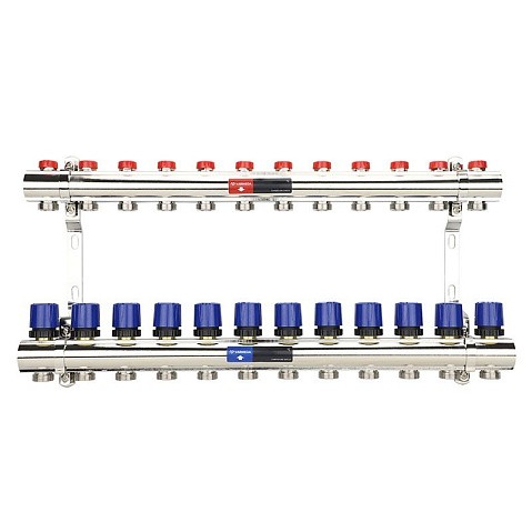 Коллекторная группа из латуни DN 25-12 вых. G-3/4'' евроконус, без расходомеров, без дренажного крана и воздухоотводчика VARMEGA VM15812 купить в Новосибирске | "Проконсим"