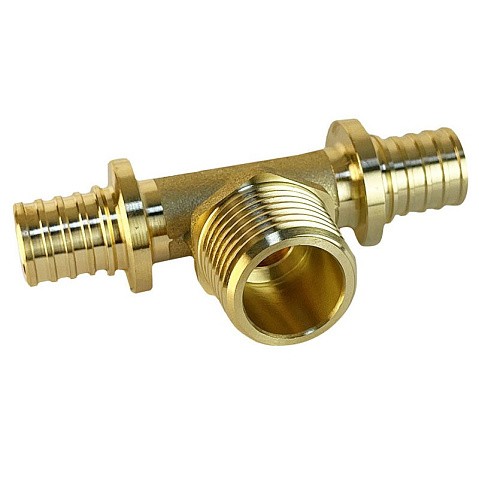 Тройник латунный для PEX труб 16-1/2''-16 PN 16 S-2,2мм под надвижную гильзу Valfex VF.433.AF купить в Новосибирске | "Проконсим"