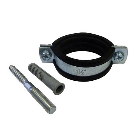 Хомут стальной оцинкованный 1 1/2'' (47-53) М8 с крепежом (шпилька и дюбель) купить в Новосибирске | "Проконсим"