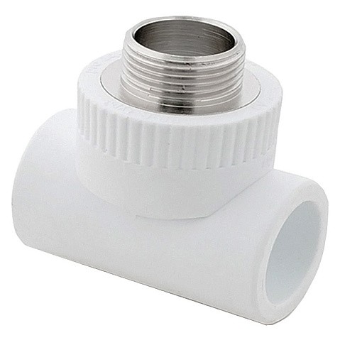 Тройник комбинированный ПП 25-1/2'' PN 25 с наружной резьбой белый РТП 10755 купить в Новосибирске | "Проконсим"