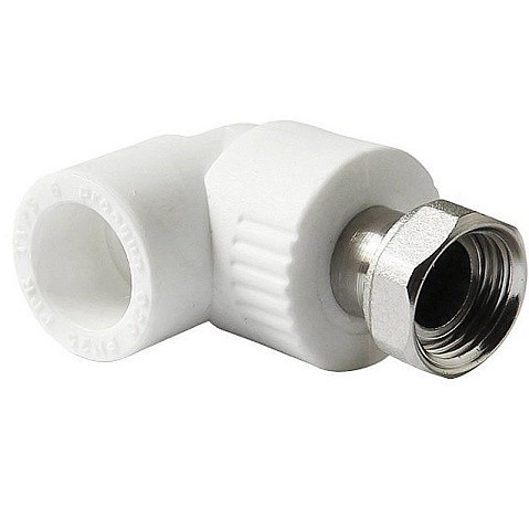 Угольник комбинированный ПП 25-3/4'' PN 25 с накидной гайкой белый Pro Aqua PA29214 купить в Новосибирске | "Проконсим"
