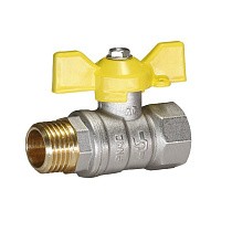 Краны латунные шаровые газовые DN 15-32 PN 25-40 никелированные бабочка муфта-штуцер Temper серия 83 ГОСТ Р 59553 купить в Новосибирске | "Проконсим"