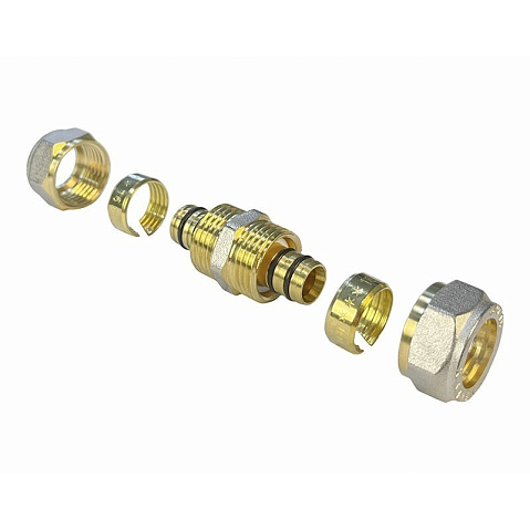 Муфта латунная для PEX труб 32-16 PN 10 обжимная никелированная Valfex VF.303.N  купить в Новосибирске | "Проконсим"