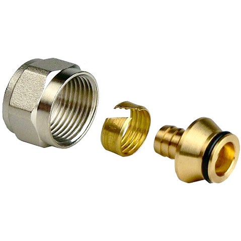 Евроконус латунный для PEX труб  16х2,0- 1/2'' PN 16  обжимной с накидной гайкой  РосТурПласт купить в Новосибирске | "Проконсим"