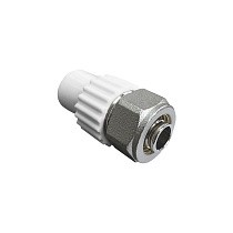 Муфта комбинированная для соединения PPR-PE-AL-PE труб 20x16 PN 25 белая VALFEX купить в Новосибирске | "Проконсим"