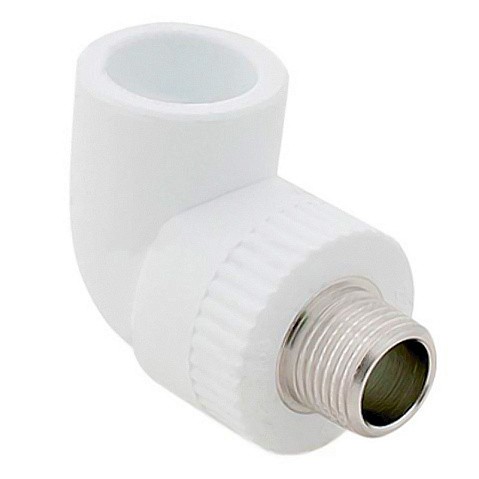 Угольник комбинированный ПП 25-3/4'' PN 25 с наружной резьбой белый РТП 10802 купить в Новосибирске | "Проконсим"