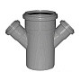 Крестовина ПП для канализации косая 45гр. DN 110-50-50 с уплотнительным кольцом