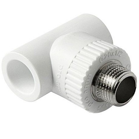 Тройник комбинированный ПП 20-1/2'' PN 25 с наружной резьбой белый Pro Aqua PA25008P купить в Новосибирске | "Проконсим"