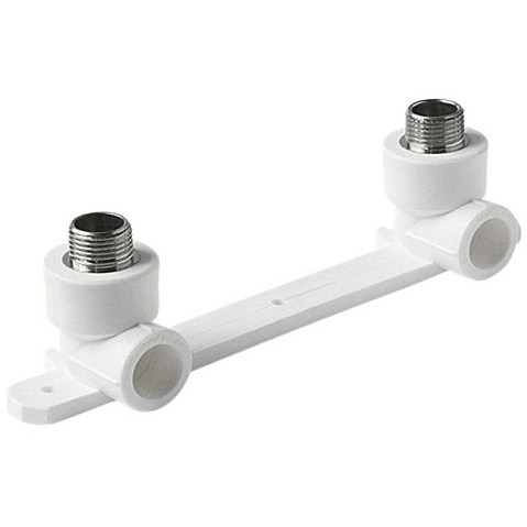 Угольник установочный двойной ПП 25-1/2'' PN 25 с наружной резьбой белый VALFEX  купить в Новосибирске | "Проконсим"