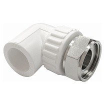 Угольник ПП с накидной гайкой 25-3/4'' PN 25 белый купить в Новосибирске | "Проконсим"