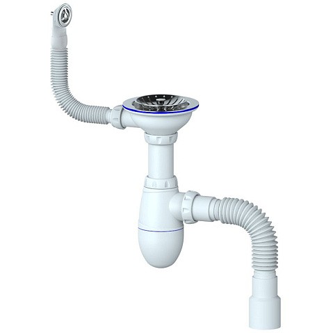 Сифон для мойки Unicorn В426P, 40х50 гибкий отвод, 3 1/2'' х40 чаша из нержавеющей стали, прямоугольный перелив купить в Новосибирске | "Проконсим"