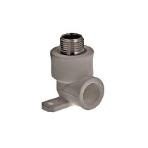 Угольник установочный двойной ПП 20-1/2'' PN 25 с наружной резьбой серый купить в Новосибирске | "Проконсим"