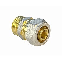 Муфты латунные для PEX труб DN 16-32 PN 10 обжимные никелированные с наружной резьбой Valfex VF.301.N купить в Новосибирске | "Проконсим"