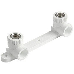 Акция! Угольник установочный двойной ПП 25-1/2'' PN25, с внутренней резьбой, белый, Valfex 10124025 (251311325) со склада Проконсим в Новосибирске