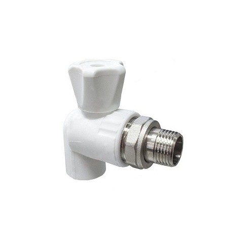 Кран шаровой для радиатора ПП 25-3/4'' PN 25 угловой с американкой белый VALFEX  купить в Новосибирске | "Проконсим"