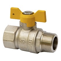 Краны латунные шаровые газовые DN 15-20 PN 25 бабочка муфта-штуцер MVI BV.814 купить в Новосибирске | "Проконсим"