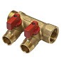 Коллектор латунный DN 20 2 выхода G 1/2'' с шаровыми кранами красная ручка плоское присоединение отвода SGL купить в Новосибирске | "Проконсим"