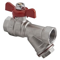 Краны латунные шаровые с фильтром MVI BV.632 DN 15-20 PN 25 никелированные муфта-муфта бабочка купить в Новосибирске | "Проконсим"