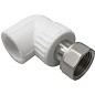 Угольник комбинированный ПП 20-1/2'' PN 25 с накидной гайкой белый VALFEX  купить в Новосибирске | "Проконсим"
