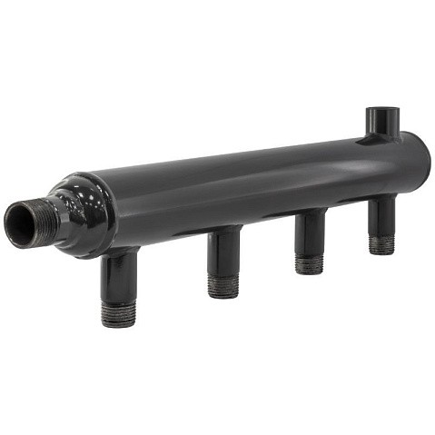Коллектор распределительный стальной DN25 PN16 вход 25-15 8 выходов НР 1/2'' выход под кран Маевского и импульсную трубку, левосторонний PLP купить в Новосибирске | "Проконсим"