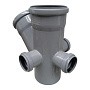 Крестовина ПП для канализации двухплоскостная DN 110-110 45гр. с 3 отводами 50 влево вправо и сзади с уплотнительным кольцом РТП