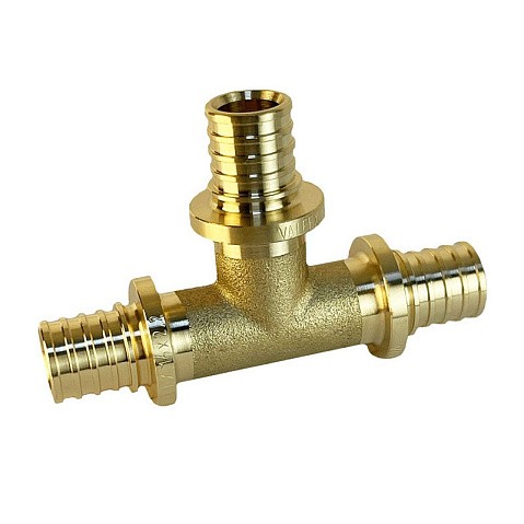 Тройник латунный для PEX труб 20-20-20 PN 16 S-2,8мм под надвижную гильзу Valfex VF.431.AF купить в Новосибирске | "Проконсим"