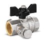 Кран латунный шаровой DN 15 PN 40 никелированный под манометр муфта-муфта бабочка LD Pride купить в Новосибирске | "Проконсим"