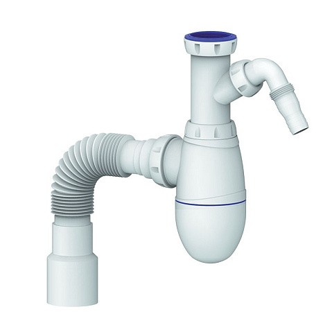 Сифон для мойки Unicorn В520V, 40х50 гибкий отвод, 1 1/2'' х40 с отводом для стиральной машины преходник 40х32 купить в Новосибирске | "Проконсим"