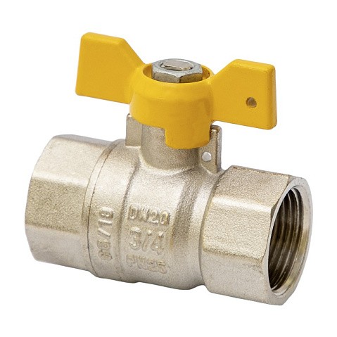 Краны латунные шаровые газовые DN 15-20 PN 25 бабочка муфта-муфта MVI BV.813 купить в Новосибирске | "Проконсим"
