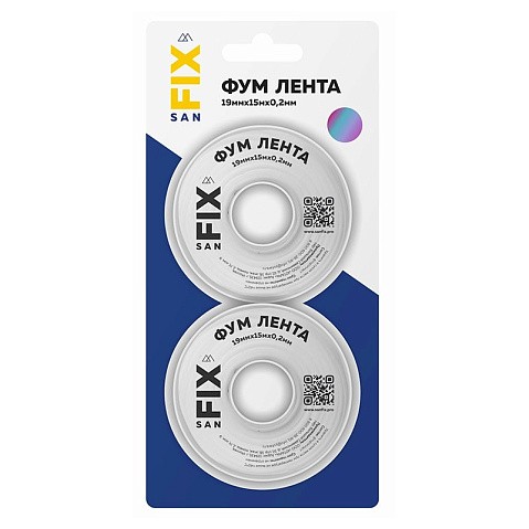 Лента ФУМ SANFIX 19мм х15м х0,2 мм 0,3г/см3, 2 катушки в блистере купить в Новосибирске | "Проконсим"