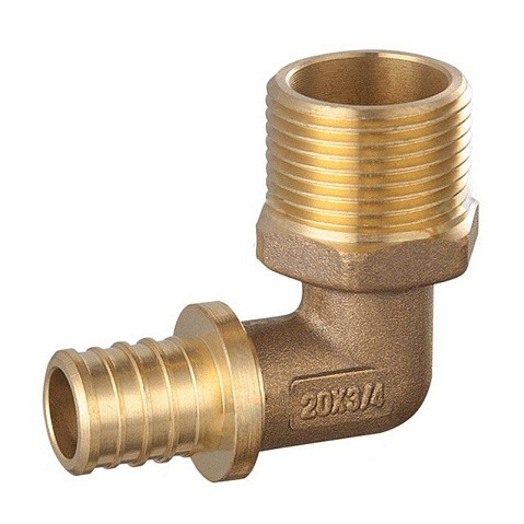 Угольник латунный для PEX DN 20 с наружной резьбой 1/2'' под надвижную гильзу PLP купить в Новосибирске | "Проконсим"