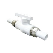 Краны шаровые ПП DN 20-32 PN 25 с двусторонним разъемным соединением белые Valfex купить в Новосибирске | "Проконсим"